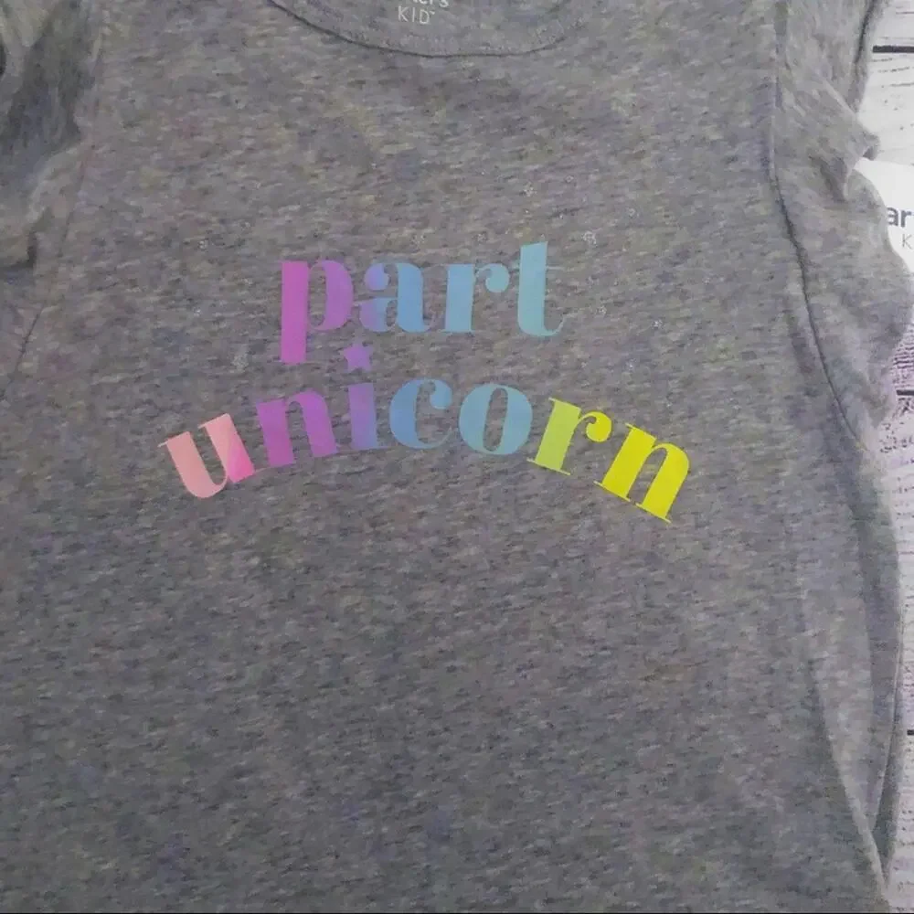Carter's Girls Graphic  Short Sleeve Part Unicorn Tee Sz 6/6x